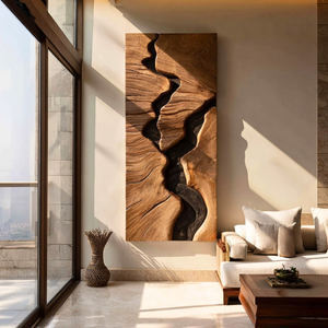 River Canyon Solid Wood Wall Sculpture Vertical Organic Modern Abstract Art Panel