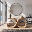 Handcrafted Solid Wood Console Table with Sculptural Infinity Base