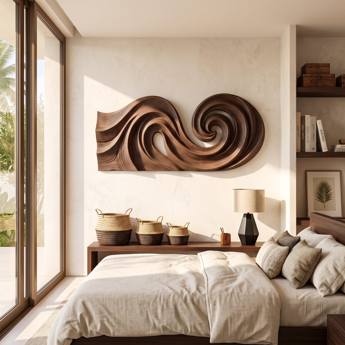 Double Spiral Flow Wood Wall Sculpture