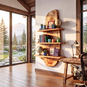 Live Edge Solid Wood Wall Shelf Floating Multi Tier Storage Display for Living Room