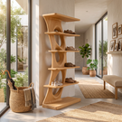 Shoe Cabinet Solid Wood Tall Open Shoe Storage Rack for Entryway Bedroom and Closet (Copy)