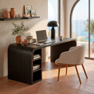 Minimalist Solid Wood Writing Desk with Rounded Modern Form