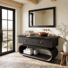 Solid Wood Bathroom Vanity with Loop Frame Base and Drawer Storage