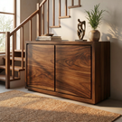 Solid Wood Minimal Sideboard Cabinet with Continuous Grain Doors