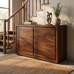 Solid Wood Minimal Sideboard Cabinet with Continuous Grain Doors