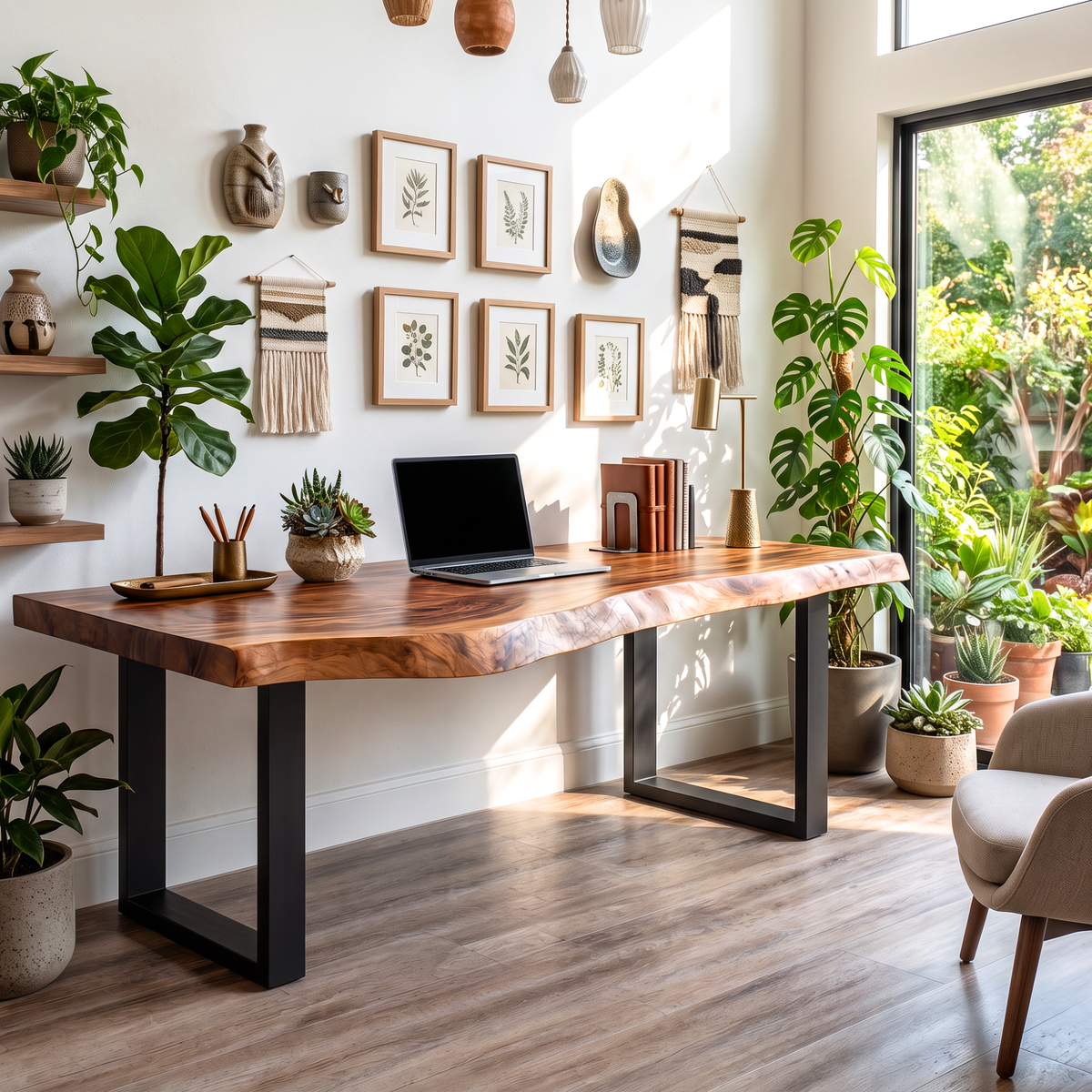 Live Edge Solid Wood Desk For Modern Home Office
