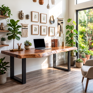 Live Edge Solid Wood Desk For Modern Home Office