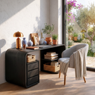 Solid Wood Writing Desk with Rounded Architectural Form