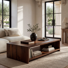 Solid Wood Coffee Table with Clean Open Shelf Design
