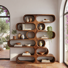 Handcrafted Solid Wood Organic Bookshelf with Rounded Open Display Shelves