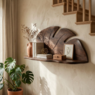 Hand Carved Solid Wood Monstera Leaf Wall Shelf for Decorative Display