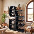 Solid Wood Wine Cabinet with Sculptural Tree Form for Home Bar