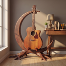 Crescent Guitar Holder Handmade Sculptural Floor Stand