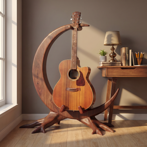 Crescent Guitar Holder Handmade Sculptural Floor Stand