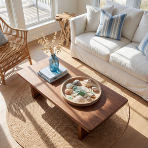 Sculptural Wood Coffee Table with Circular Cutout Base