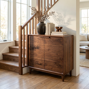 Handcrafted Solid Wood Two Door Sideboard Cabinet for Living Room