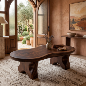 Solid Wood Tea Table with Organic Freeform Top