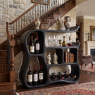Wine Cabinet Solid Wood with Organic Curved Compartments for Home Bar Storage