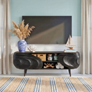 Sculptural Wood TV Cabinet with Carved Organic Front, Modern Media Console for Luxury Living Rooms