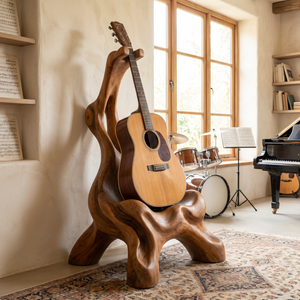 Organic Sculptural Guitar Stand Handmade Wooden Guitar Holder