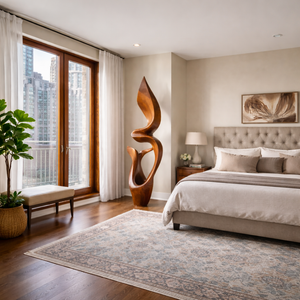 Organic Sculptural Solid Wood Sculpture for Modern Living Room Decor