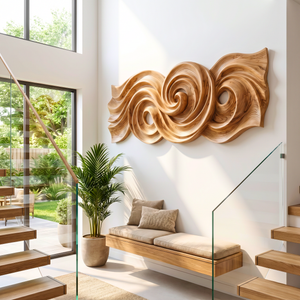 Spiral Tide Wood Wall Sculpture with Organic Flow