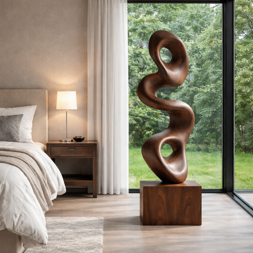 Modern Organic Solid Wood Sculpture for Contemporary Interiors