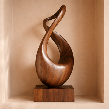 Abstract Infinity Wood Sculpture Modern Organic Handmade Wooden Art Decor