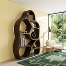 Organic Solid Wood Bookshelf with Asymmetrical Rounded Compartments