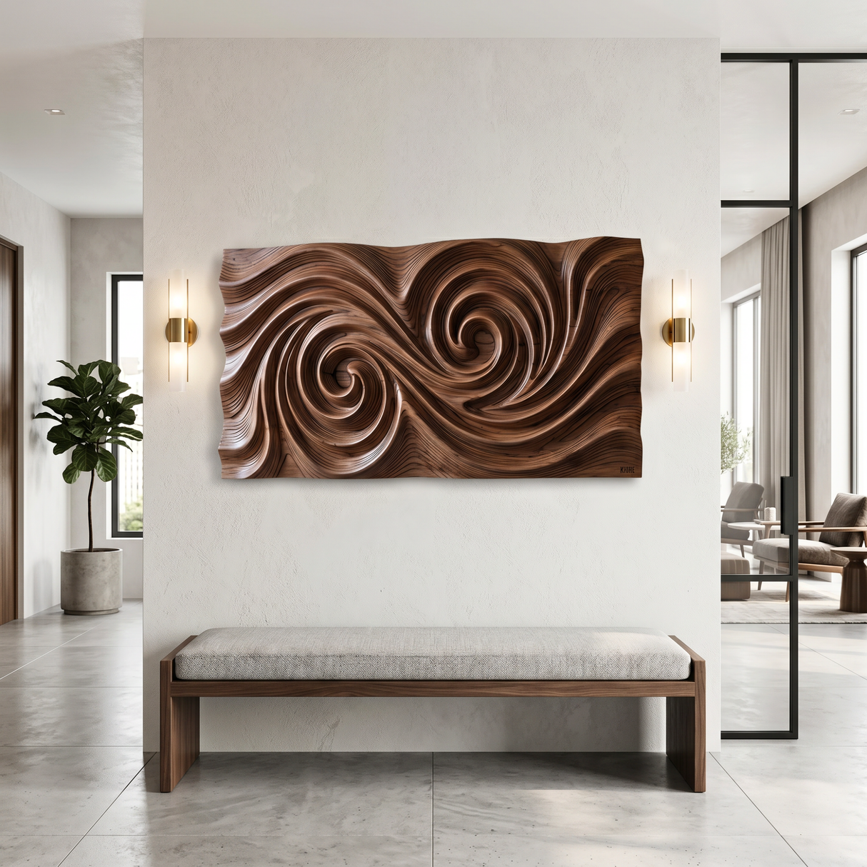 Whirlwind Grain Wood Wall Sculpture