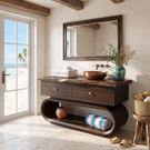 Solid Wood Bathroom Vanity with Loop Frame Base and Drawer Storage