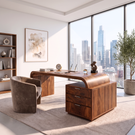 Organic Solid Wood Desk With Drawer Storage For Home Office