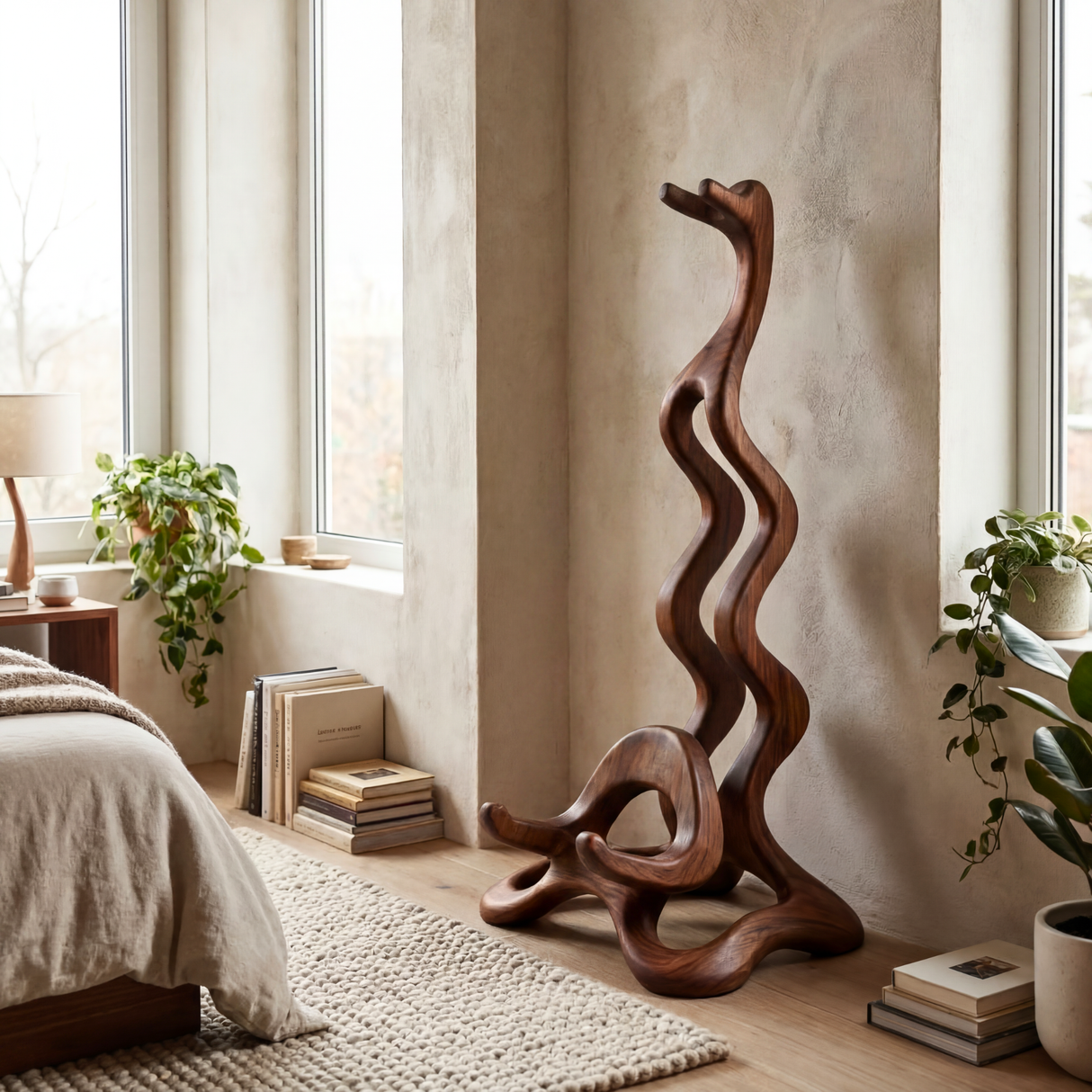Wooden Guitar Stand with Organic Design for Acoustic Guitar Display