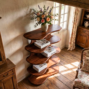 Handmade Wooden Bookshelf Artistic Display Shelf