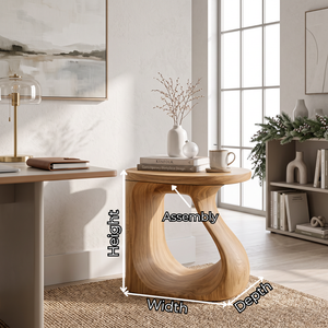 Organic Solid Wood Side Table with Sculptural Open Loop Base