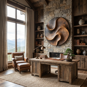 Handcrafted Oval Wood Wall Sculpture with Flowing Carved Relief and Organic Grain Movement