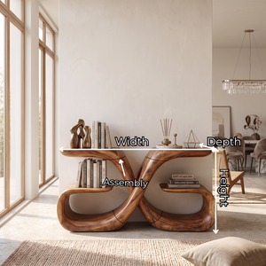 Handcrafted Solid Wood Console Table with Sculptural Infinity Base