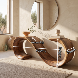 Solid Wood Console Table with Sculptural Double Loop Base for Entryway Decor