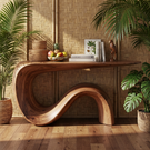 Solid Wood Console Table with Flowing S Curve Base