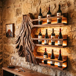 Organic Canyon Solid Wood Wine Rack Wall Shelf