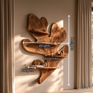 Solid Wood Wall Shelf with Organic Freeform Design for Living Room Decor