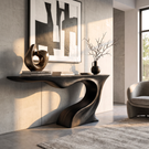 Console Table Solid Wood with Sculptural Arch Base