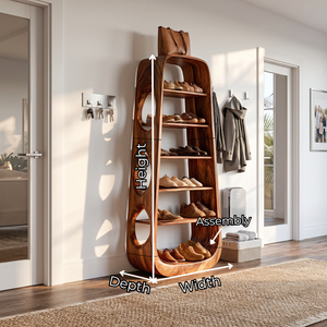 Shoe Cabinet Solid Wood Tall Open Shoe Storage Rack for Entryway Bedroom and Closet