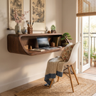 Floating Solid Wood Writing Desk with Soft Curved Form