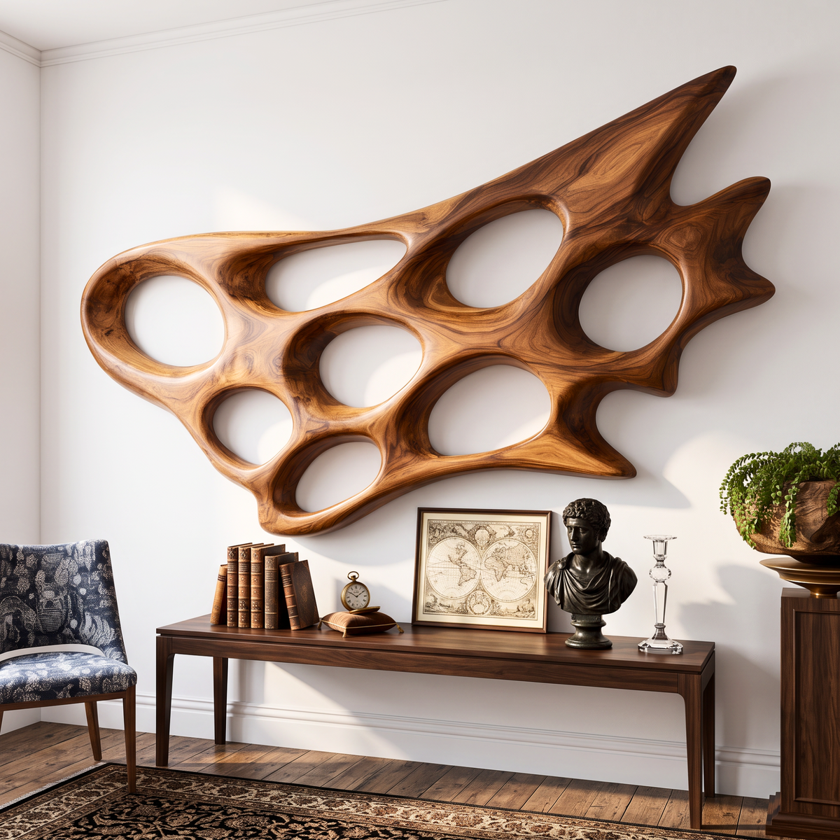 Wall Sculpture Sculptural Drift with Carved Organic Openings