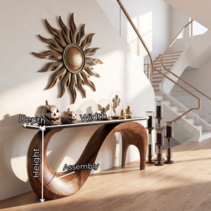 Sculptural Solid Wood Console Table with Flowing Arch Base
