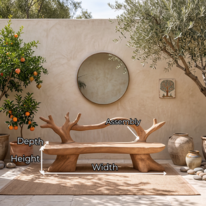 Organic Solid Wood Garden Bench with Sculptural Loop Backrest