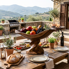 Raised Solid Wood Fruit Bowl with Sculptural Pedestal Base and Flowing Boat Shape