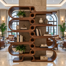 Sculptural Bookshelf Design Handmade Organic Modern Display Shelf Contemporary Storage Unit
