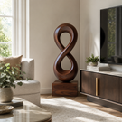 Handcrafted Solid Wood Infinity Loop Sculpture for Modern Entryway Decor